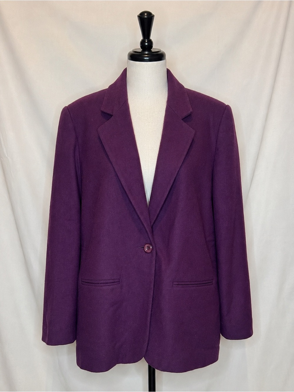 Vintage Sag Harbor 100% Wool Blazer Women’s 14 Purple Plum Single Button Jacket